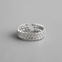 Three Crystal Hive Adjustable Stacker Ring, 925 Sterling Silver