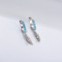 Sterling Silver Created Turquoise Hoop Earrings