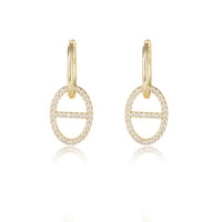 Sterling Silver Cubic Zirconia Geometric Drop Earrings