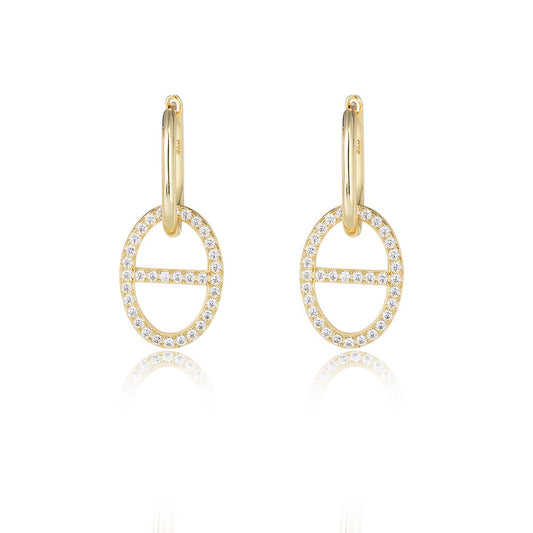 Sterling Silver Cubic Zirconia Geometric Drop Earrings