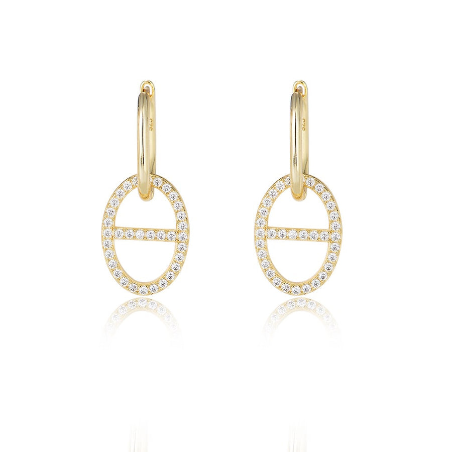Sterling Silver Cubic Zirconia Geometric Drop Earrings