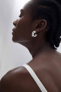 Electroformed C-Shape Tube Hoop Earrings in 999 Sterling Silver