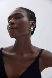 Electroformed C-Shape Tube Hoop Earrings in Sterling Silver