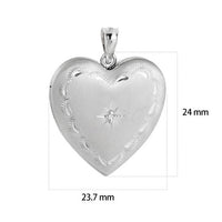 Heart Locket Pendant with Crystal Star, 925 Sterling Silver