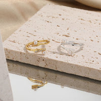 Natural Pearl Fork and Knife Crystal Sterling Silver Adjustable Ring
