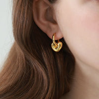 Hollow Love Heart Star Hoop Earrings in 925 Sterling Silver