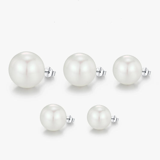 Sterling Silver Elegant Pearl Stud Earrings