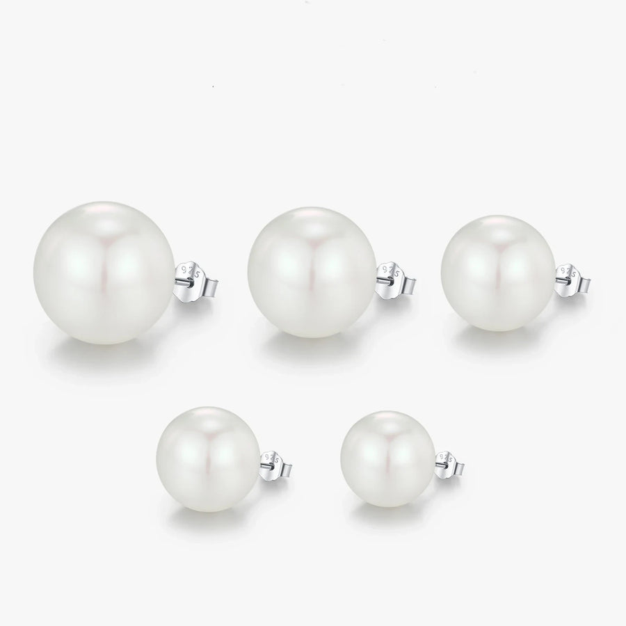 Sterling Silver Elegant Pearl Stud Earrings