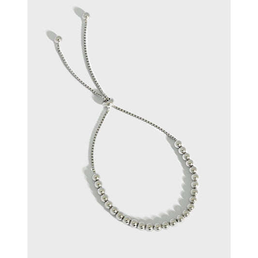 Adjustable Sterling Silver Bead Bracelet