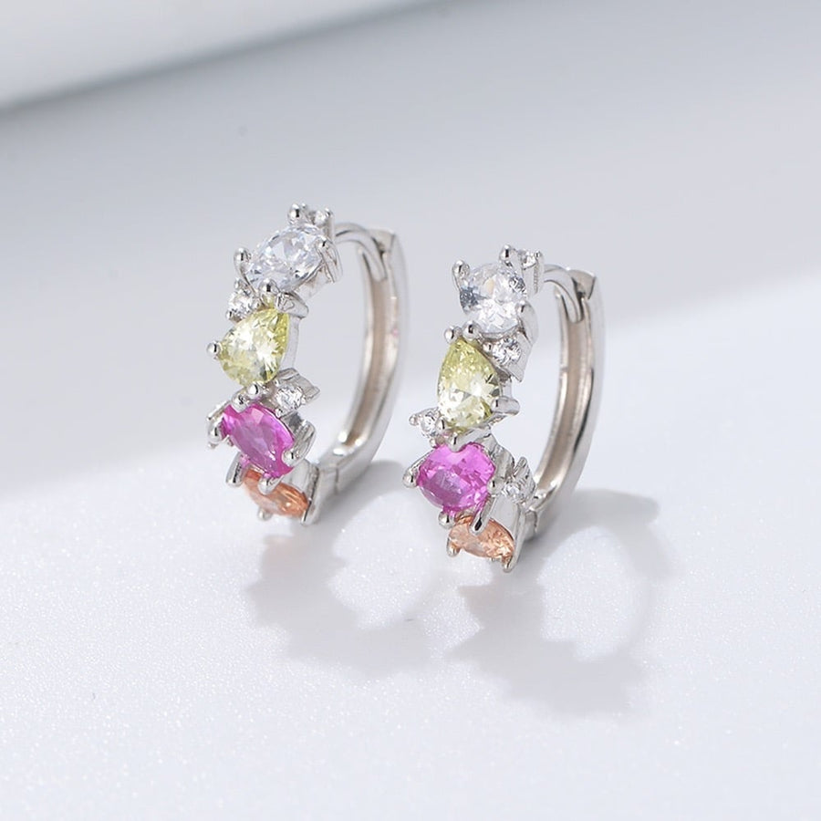 Cubic Zirconia Small Hoop Earrings in Sterling Silver