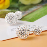 Micro-Set Crystal Ball 925 Sterling Silver Stud Earrings