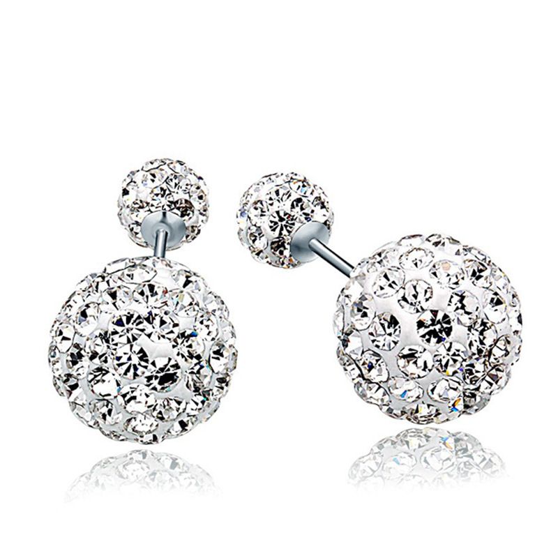 Micro-Set Crystal Ball 925 Sterling Silver Stud Earrings