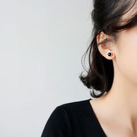 Round Natural Agate Sterling Silver Stud Earrings