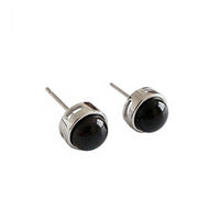 Round Natural Agate Sterling Silver Stud Earrings