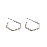 Hollow Hexagon 925 Sterling Silver Hoop Earrings