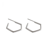 Hollow Hexagon 925 Sterling Silver Hoop Earrings