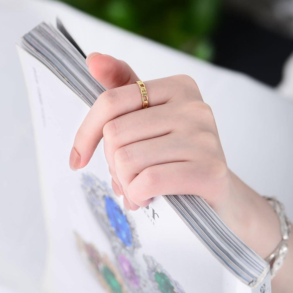 Sterling Silver Eternity Link Chain Ring