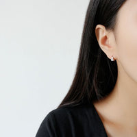 Casual Geometry Round Crystal 925 Sterling Silver Hoop Earrings