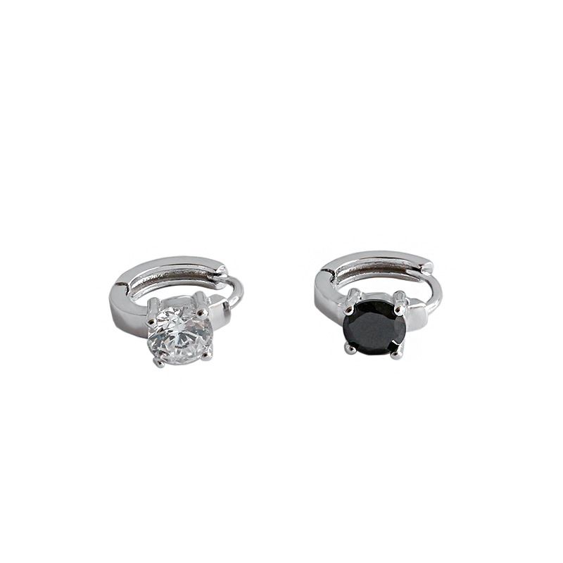 Casual Geometry Round Crystal 925 Sterling Silver Hoop Earrings