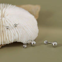 Classic Round Bead 925 Sterling Silver Stud Earrings