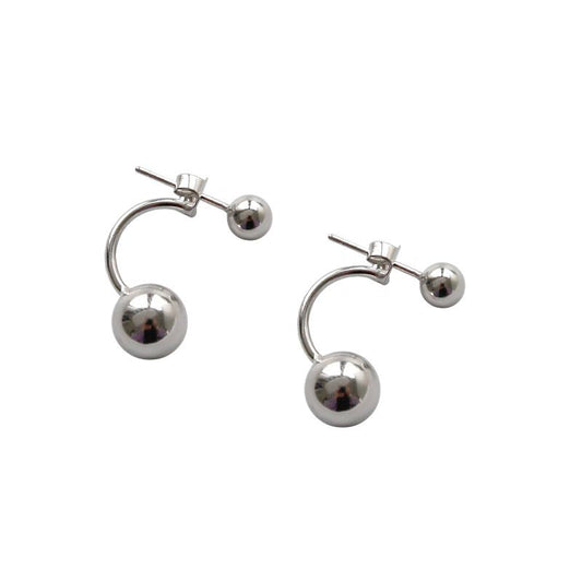 Classic Round Bead 925 Sterling Silver Stud Earrings