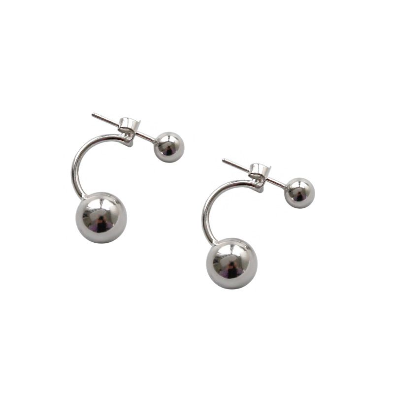 Classic Round Bead 925 Sterling Silver Stud Earrings