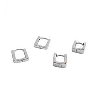 Classic Hollow Square 925 Sterling Silver Hoop Earrings