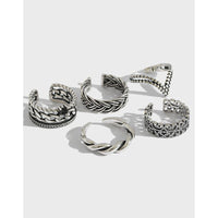 Vintage Twisted Flower V-Shape 925 Sterling Silver Adjustable Ring