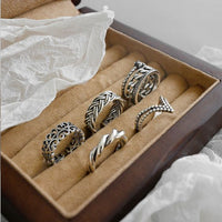 Vintage Twisted Flower V-Shape 925 Sterling Silver Adjustable Ring