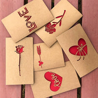 Kraft Paper Hollow Heart and Flower Mother's Day Card