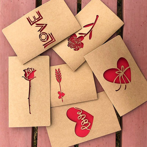 Kraft Paper Hollow Heart and Flower Mother's Day Card