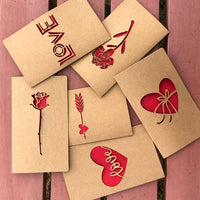 Kraft Paper Hollow Heart and Flower Mother's Day Card
