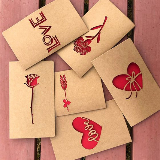Kraft Paper Hollow Heart and Flower Mother's Day Card