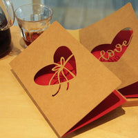 Kraft Paper Hollow Heart and Flower Mother's Day Card