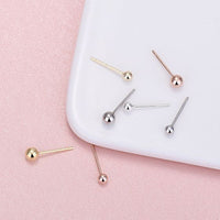 Round Bean Ball Sterling Silver Stud Earrings