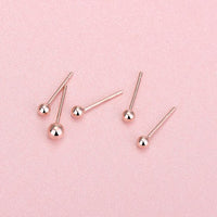 Round Bean Ball Sterling Silver Stud Earrings