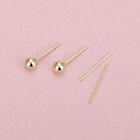 Round Bean Ball Sterling Silver Stud Earrings