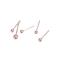 Round Bean Ball Sterling Silver Stud Earrings