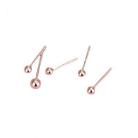 Round Bean Ball Sterling Silver Stud Earrings