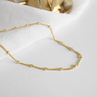 Simple Curb Bead Chain Necklace, 925 Sterling Silver