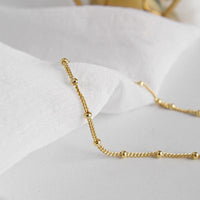 Simple Curb Bead Chain Necklace, 925 Sterling Silver