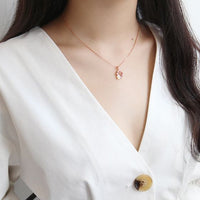 Pink Crystal and White Shell Flower Garland Necklace, 925 Sterling Silver, Rose Gold Plated