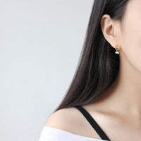 Asymmetry Shell Pearl Stud Earrings with Green Crystal