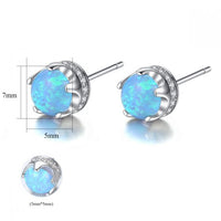 Round Created Opal Stud Earrings in Sterling Silver