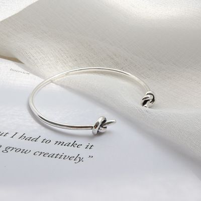 Vintage Two-Knot 925 Sterling Silver Open Bangle