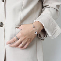 Vintage Two-Knot 925 Sterling Silver Open Bangle