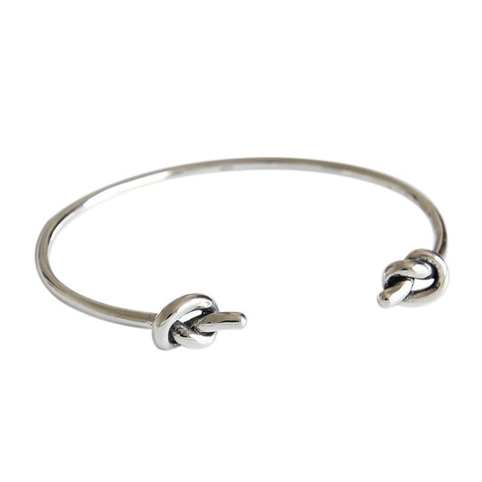 Vintage Two-Knot 925 Sterling Silver Open Bangle