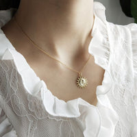 Moon Design Necklace, 925 Sterling Silver, Yellow Gold Finish