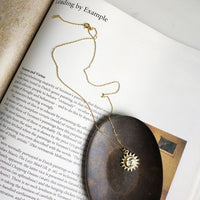 Moon Design Necklace, 925 Sterling Silver, Yellow Gold Finish