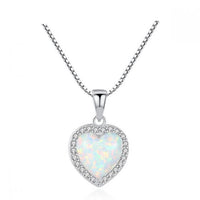 Heart Created Opal Necklace in 925 Sterling Silver